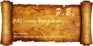 Pénzes Bertalan névjegykártya